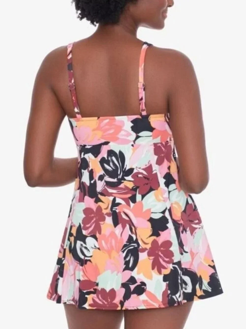 Swim Solutions Stretch Tummy Control Bust Support Fixed Cups Swimdress Sz 8 NWT